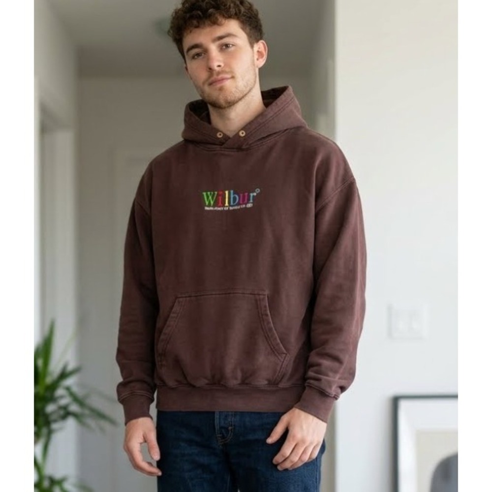 Wilbur Soot OS-1.2 Operating System Brown Hoodie Mens Medium Embroidered Logo